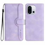 For OnePlus 13T Heart Pattern Skin Feel Leather Phone Case(Purple)