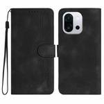 For OnePlus 13T Heart Pattern Skin Feel Leather Phone Case(Black)
