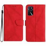 For OPPO A54 4G / A16 Stitching Embossed Leather Phone Case(Red)