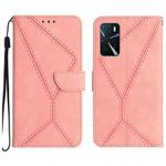 For OPPO A54 4G / A16 Stitching Embossed Leather Phone Case(Pink)