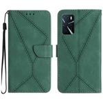 For OPPO A54 4G / A16 Stitching Embossed Leather Phone Case(Green)