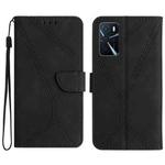 For OPPO A54 4G / A16 Stitching Embossed Leather Phone Case(Black)