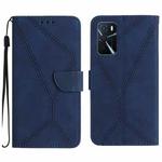 For OPPO A54 4G / A16 Stitching Embossed Leather Phone Case(Blue)