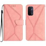 For OPPO A54 5G / A74 5G Stitching Embossed Leather Phone Case(Pink)