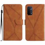 For OPPO A54 5G / A74 5G Stitching Embossed Leather Phone Case(Brown)