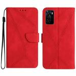 For OPPO A55s JP Stitching Embossed Leather Phone Case(Red)