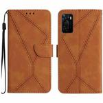 For OPPO A55s JP Stitching Embossed Leather Phone Case(Brown)