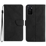 For OPPO A55s JP Stitching Embossed Leather Phone Case(Black)