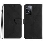 For OPPO A57 4G / A77 4G Stitching Embossed Leather Phone Case(Black)