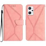 For OPPO Reno7 A JP Stitching Embossed Leather Phone Case(Pink)