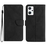 For OPPO Reno7 A JP Stitching Embossed Leather Phone Case(Black)