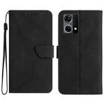 For OPPO Reno8 4G / Reno7 4G Stitching Embossed Leather Phone Case(Black)