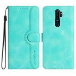 For OPPO A9 2020/A5 2020 Heart Pattern Skin Feel Leather Phone Case(Light Blue)