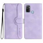 For OPPO A53s/A32/A53 Heart Pattern Skin Feel Leather Phone Case(Purple)