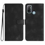 For OPPO A53s/A32/A53 Heart Pattern Skin Feel Leather Phone Case(Black)