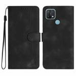 For OPPO A15 / A15s Heart Pattern Skin Feel Leather Phone Case(Black)