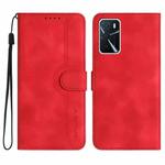 For OPPO A16 4G/A55 5G/A53s 5G Heart Pattern Skin Feel Leather Phone Case(Red)