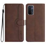 For OPPO A74 5G/A93 5G/A54 5G Heart Pattern Skin Feel Leather Phone Case(Brown)