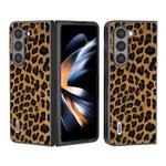 For Samsung Galaxy Z Fold5 ABEEL Black Edge Leopard Phone Case(Golden)