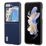 For Samsung Galaxy Z Flip5 ABEEL Black Edge Genuine Leather Mino Phone Case(Royal Blue)