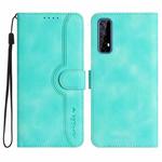 For Realme 7/Narzo 20 Pro Heart Pattern Skin Feel Leather Phone Case(Light Blue)