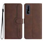 For Realme 7/Narzo 20 Pro Heart Pattern Skin Feel Leather Phone Case(Brown)
