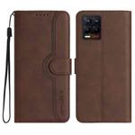 For Realme 8 4G / 8 Pro Heart Pattern Skin Feel Leather Phone Case(Brown)