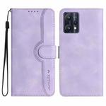 For Realme 9 Pro+ Heart Pattern Skin Feel Leather Phone Case(Purple)