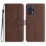 For Realme 9 Pro+ Heart Pattern Skin Feel Leather Phone Case(Brown)