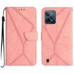 For Realme C31 Stitching Embossed Leather Phone Case(Pink)
