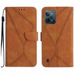 For Realme C31 Stitching Embossed Leather Phone Case(Brown)