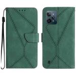 For Realme C31 Stitching Embossed Leather Phone Case(Green)