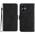 For Realme C55 Stitching Embossed Leather Phone Case(Black)