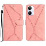 For Realme 10 4G Stitching Embossed Leather Phone Case(Pink)