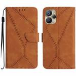 For Realme 10 5G / 9i 5G Stitching Embossed Leather Phone Case(Brown)