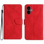For Realme 10 Pro+ Stitching Embossed Leather Phone Case(Red)