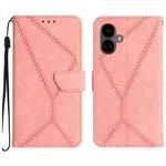 For Realme 10 Pro+ Stitching Embossed Leather Phone Case(Pink)