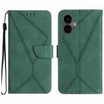 For Realme 10 Pro+ Stitching Embossed Leather Phone Case(Green)
