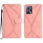For Realme C35 Stitching Embossed Leather Phone Case(Pink)