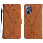 For Realme C35 Stitching Embossed Leather Phone Case(Brown)