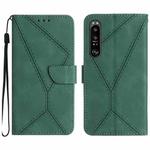 For Sony Xperia 1 III Stitching Embossed Leather Phone Case(Green)