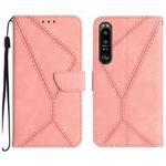 For Sony Xperia 1 IV Stitching Embossed Leather Phone Case(Pink)