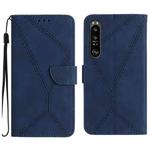 For Sony Xperia 1 IV Stitching Embossed Leather Phone Case(Blue)