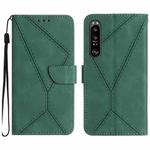 For Sony Xperia 1 V Stitching Embossed Leather Phone Case(Green)