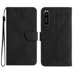 For Sony Xperia 1 V Stitching Embossed Leather Phone Case(Black)