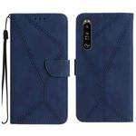 For Sony Xperia 5 IV Stitching Embossed Leather Phone Case(Blue)