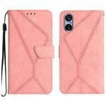 For Sony Xperia 5 V Stitching Embossed Leather Phone Case(Pink)