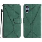 For Sony Xperia 5 V Stitching Embossed Leather Phone Case(Green)