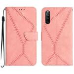 For Sony Xperia 10 III Stitching Embossed Leather Phone Case(Pink)