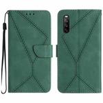 For Sony Xperia 10 III Stitching Embossed Leather Phone Case(Green)